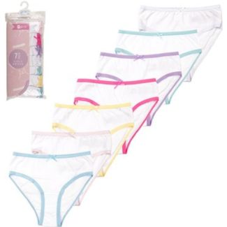Girls White Briefs - Assorted (Pack of 7)