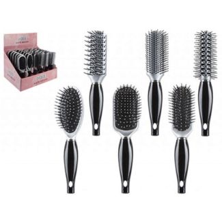 Glamour Studio Silver/Black Hair Brushes - Assorted Designs 