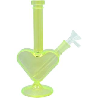 Glass "Heart of Glass" Waterpipe - Fluorescent Green - 8 Inch