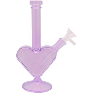 Glass "Heart of Glass" Waterpipe - Purple- 8 Inch