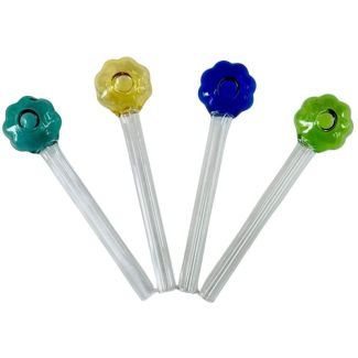 Glass Oil (Burner) Pipe Flower Design -  Assorted (12cm)