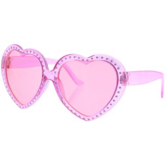 Rainbow -Diamante Stone Pink Heart Sunglasses