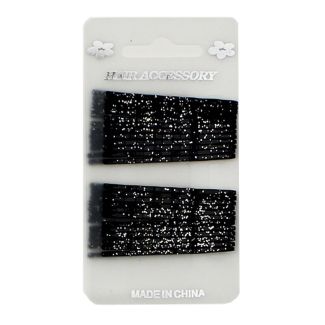 Card of 36 Black Glitter Hair Grips - 5.4cm 