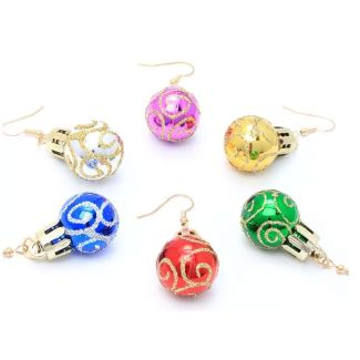 Glitter Christmas Bauble Drop Earrings -
