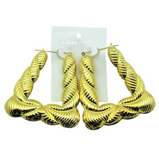 Gold Bamboo Hoop Earrings - 8cm