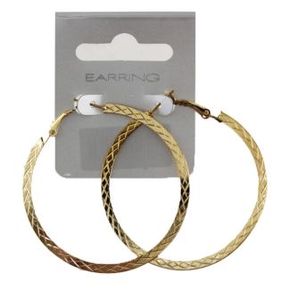Gold Criss Cross Pattern Hoop Earrings - 5.5cm
