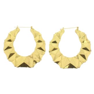 Gold Pyramid Patterned Earrings - 7.5cm
