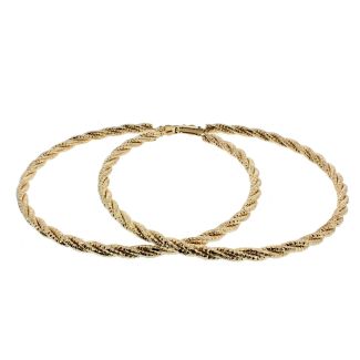 Gold Twisted Pattern Hoop Earrings - 9cm