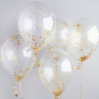 Gold Confetti Balloons (Pack of 5)