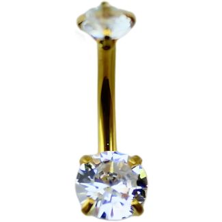 Gold Double Clawset Belly Bar