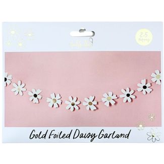 Gold Foiled Daisy Paper Garland With 2.5m Pink String