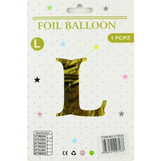 16" Letter "L" Air filled Foil Balloon - Gold