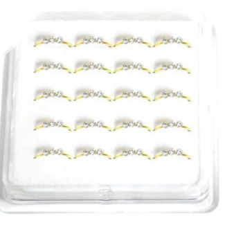 Gold Plated Sterling Silver Triple Clear Gem Nose Ring (10mm)