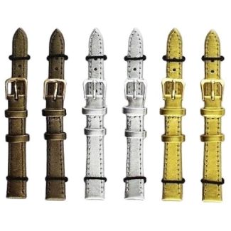 Gold, Silver & Bronze Leather Watch Straps - Assorted - 12mm