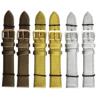Gold, Silver & Bronze Leather Watch Straps - Assorted - 18mm