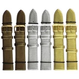 Gold, Silver & Bronze Leather Watch Straps - Assorted - 20mm