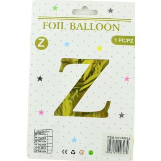 16" Letter "Z" Air filled Foil Balloon - Gold