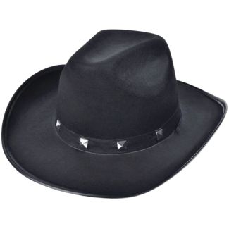 Felt Cowboy Hat with Studded Hat Band - Black