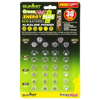 Green Max Alkaline Button Cell Batteries (Pack of 30)