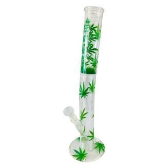 Green Multi Leaf Design Glass Waterpipe (18 Inches)