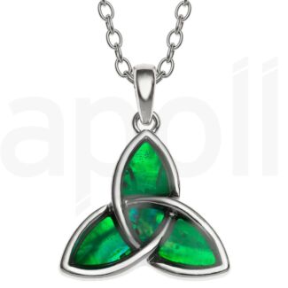 Green Paua Shell Celtic Knot Pendant Necklace