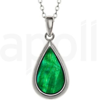 Green Paua Shell Teardrop Pendant Necklace