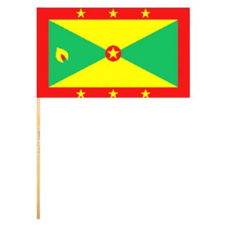 Grenada Hand Flag With Wooden Stick - 18" x 12"