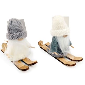 Wholesale Grey Knitted Hat Gonks On Skis 16cm - Assorted 