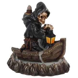 Grim Reaper Boat Backflow Incense Burner - 17cm 