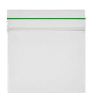 Wholesale Grip Seal Plain Zipper Bags with Green Strip (60mm x 60mm)