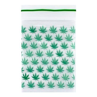Grip Seal Leaf Printed Bags - Green (30 x 30mm)