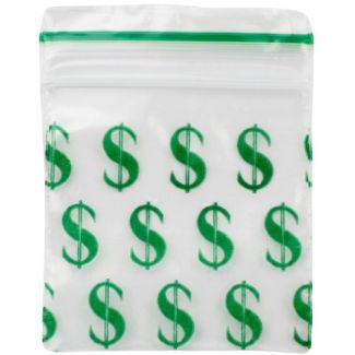 Grip Seal Printed Resealable Bags Dollar (30 x 30 mm)