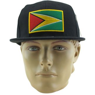 Guyana Flag Snapback Hat – Black with Red, Yellow & Green Design