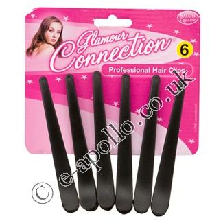 Salon Hair Dressing Clips - Black (072-664) (Pack of 6 Cards)