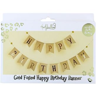 Happy Birthday Banner Polka Dot Design - Gold