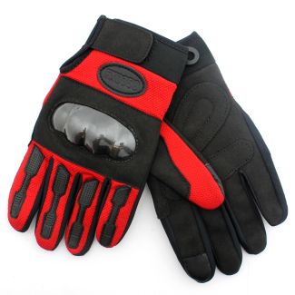 Hard Knuckle Touch Screen Gloves - Black and Red