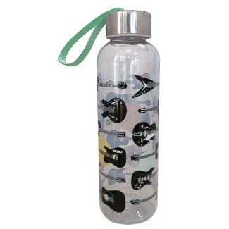 Headstock Guitar Reusable Plastic Water Bottle With Metallic Lid - 550ml 