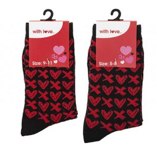 Adults Heart & Kisses Design Socks(1 Pair Pack) - Assorted Sizes 