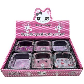 Hello Stoner Kitty Design Glass Ashtray - Assorted (9.5x4.3cm)