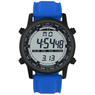 Henley Men's Round Multi Functional Silicone Strap Watch  - Blue Strap