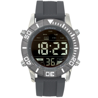 Henley Men's Round Multi Functional Silicone Strap Watch  - Grey