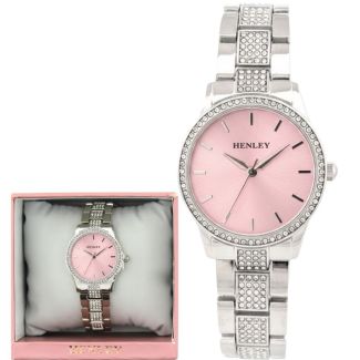 Henley Metal Diamante Bracelet Ladies Watch - Pink/Silver