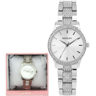 Henley Metal Diamante Bracelet Ladies Watch - Silver