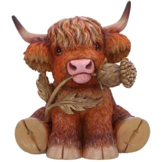 Highland Cow with Thistle Figurine – 10.5cm