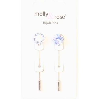 Hijab Pins With Large Diamante Stone - Silver (5cm)