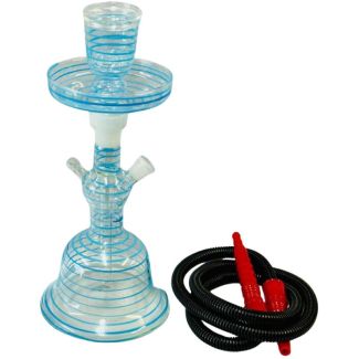 Hookah Set With Single Hose Blue Stripes Design (34cm)