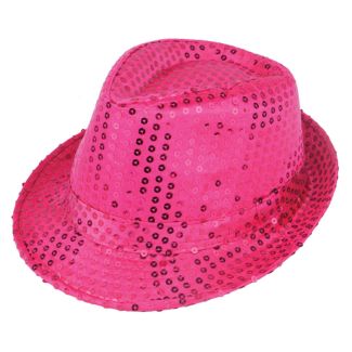 Hot Pink Sequin Gangster Hat (Adult)