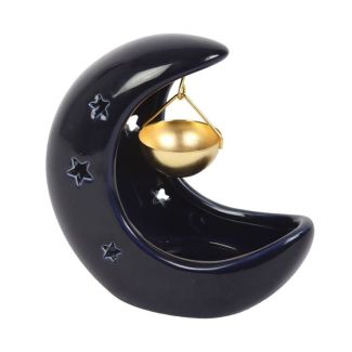Blue Crescent Moon Design Hanging Oil Burner