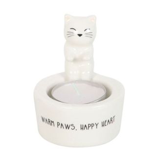 Cat Tealight Holder Warm Paws, Happy Heart 