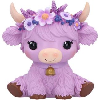 Hyacinth Purple Flower Cow Figurine - 10.8cm